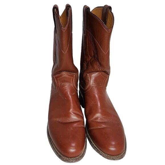 Vintage Justin Brown Roper Cowboy Boots #3802 Men\'s Size 7½ A (10½\